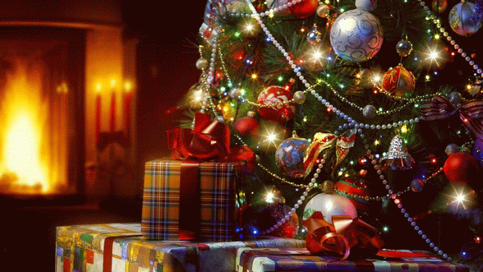 Красивая Рождественская ёлка - Новогодние анимашки открытки и картинки