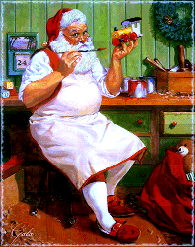 Дед мороз готовит подарки к Новому году - Новогодние анимашки открытки и картинки