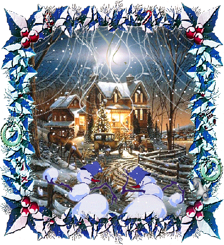 Прикольные снеговики~Анимационные блестящие открытки GIF