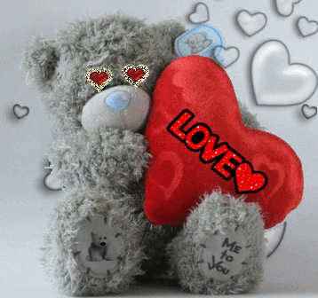 Мишка Тедди с сердцем~Анимационные блестящие открытки GIF