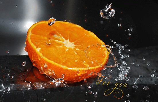 Апельсин для тебя~Анимационные блестящие открытки GIF