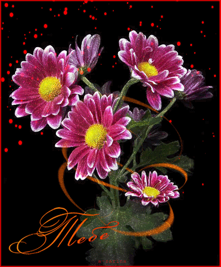 Эти цветы для тебя~Анимационные блестящие открытки GIF