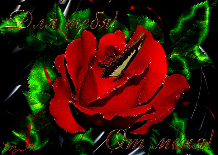 Для тебя ,роза~Анимационные блестящие открытки GIF