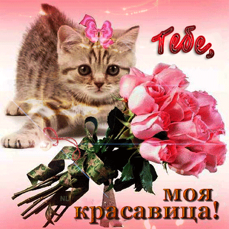 Цветы красавице~Анимационные блестящие открытки GIF