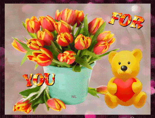 Тюльпаны для тебя~Анимационные блестящие открытки GIF
