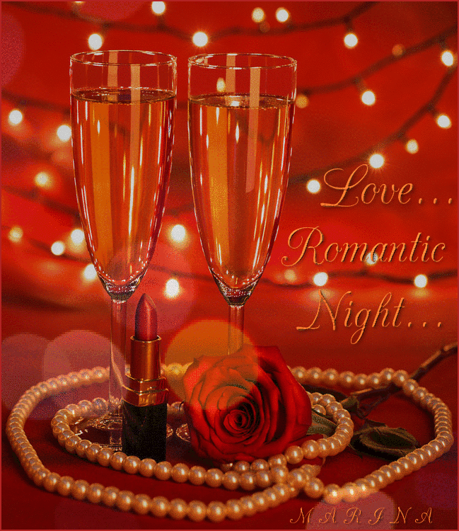 LOVE... ROMANTIC NIGHT...~Анимационные блестящие открытки GIF