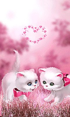 Картинки котята про любовь~Анимационные блестящие открытки GIF