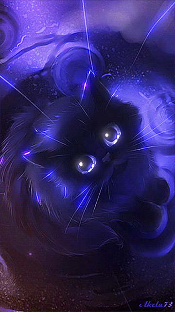 Синий кот~Анимационные блестящие открытки GIF