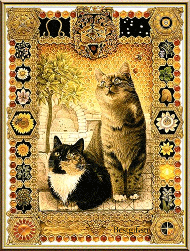 Священные кошки~Анимационные блестящие открытки GIF