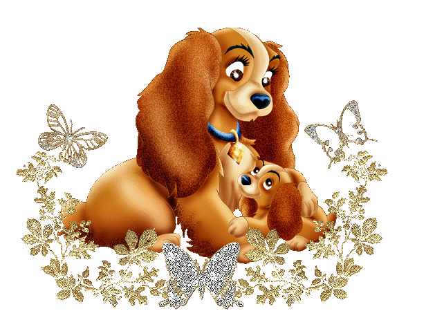 Собачки~Анимационные блестящие открытки GIF