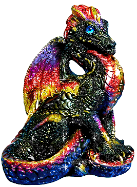 Блестящий черный дракончик~Анимационные блестящие открытки GIF