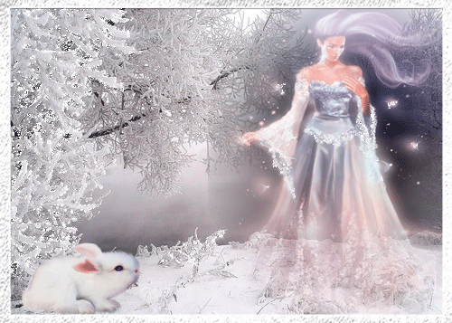 Белая зима~Анимационные блестящие открытки GIF