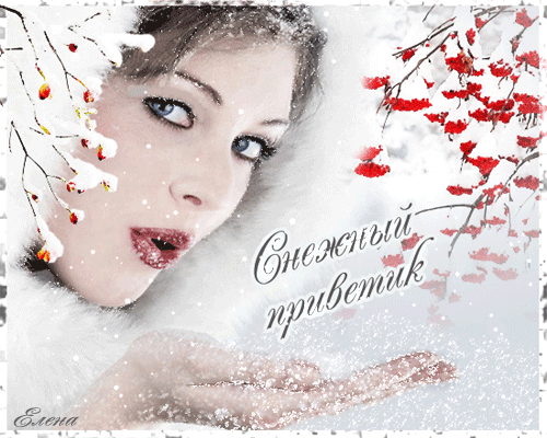 Снежный приветик~Анимационные блестящие открытки GIF