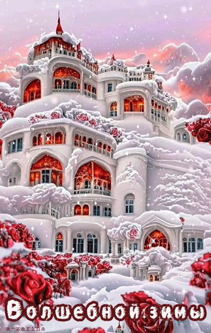 зима - волшебница~Анимационные блестящие открытки GIF