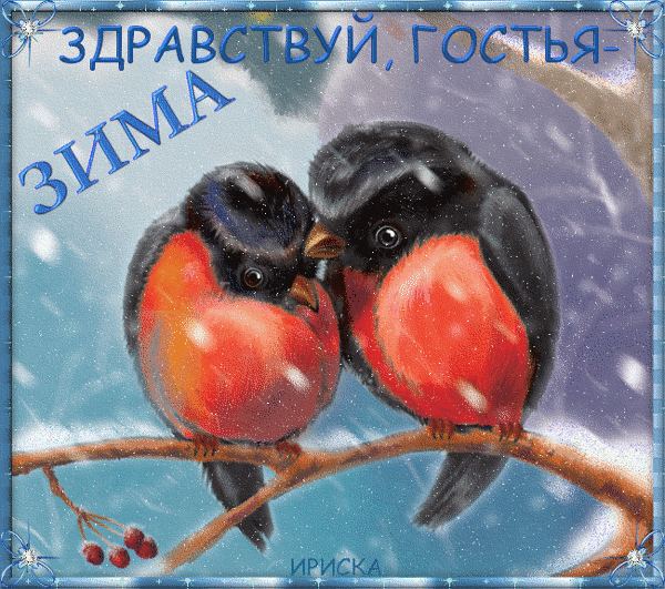 Здравствуй, гостья зима!~Анимационные блестящие открытки GIF