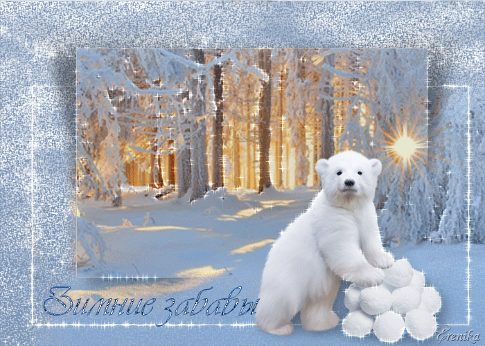 Зимние забавы~Анимационные блестящие открытки GIF