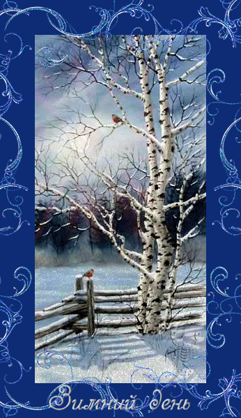 Чудесный зимний день~Анимационные блестящие открытки GIF