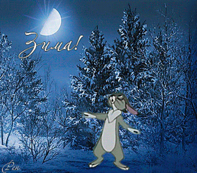 Сказочная зимняя картинка~Анимационные блестящие открытки GIF