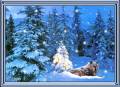 Зимний лес и волк - Зима открытки и картинки