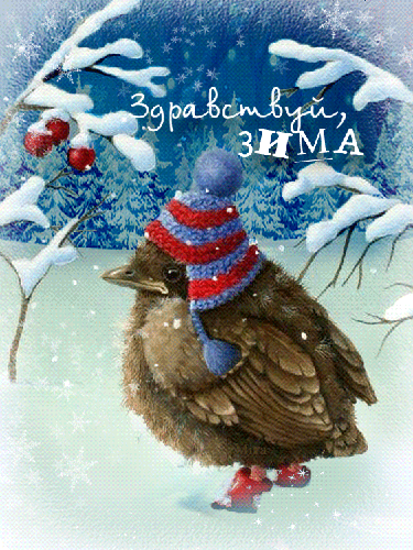 Здравствуй зима~Анимационные блестящие открытки GIF