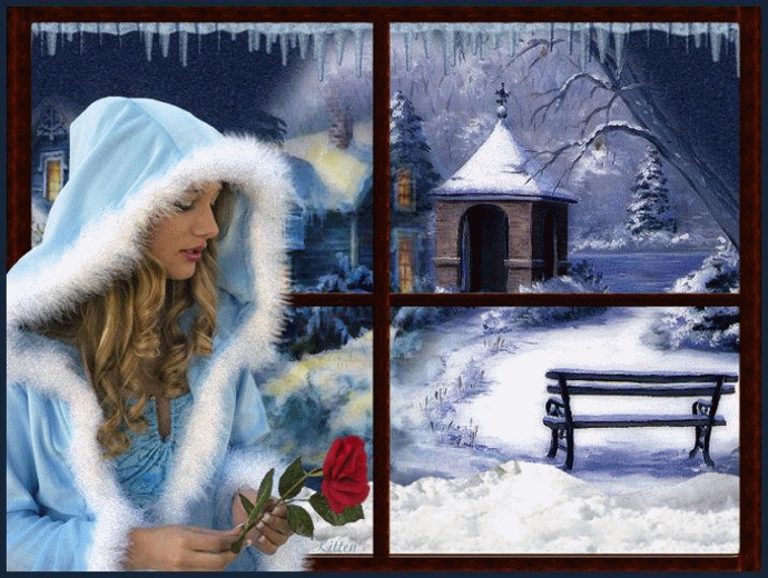 Зимние святки~Анимационные блестящие открытки GIF