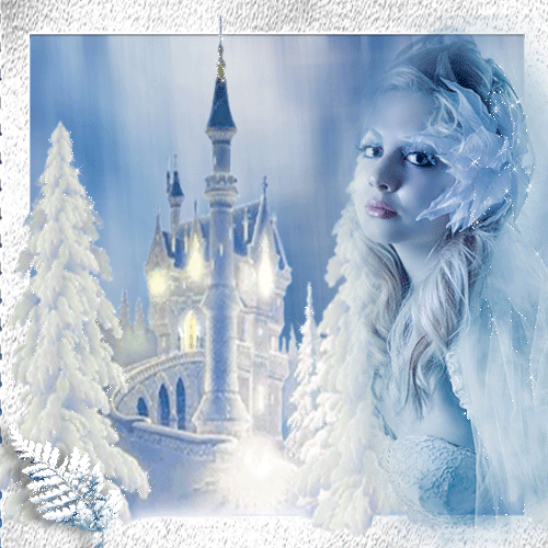 Замок снежной королевы~Анимационные блестящие открытки GIF