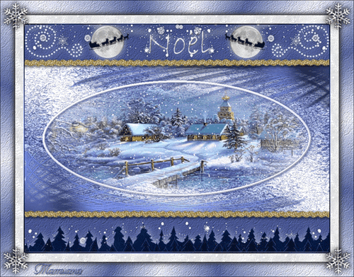 Зимняя ночь~Анимационные блестящие открытки GIF