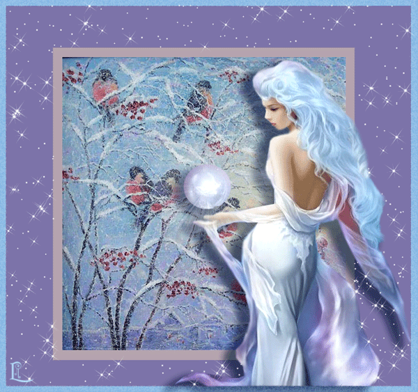 Девушка Зима.~Анимационные блестящие открытки GIF