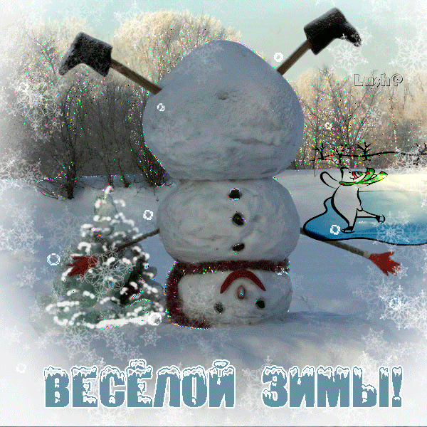 Веселой зимы!~Анимационные блестящие открытки GIF