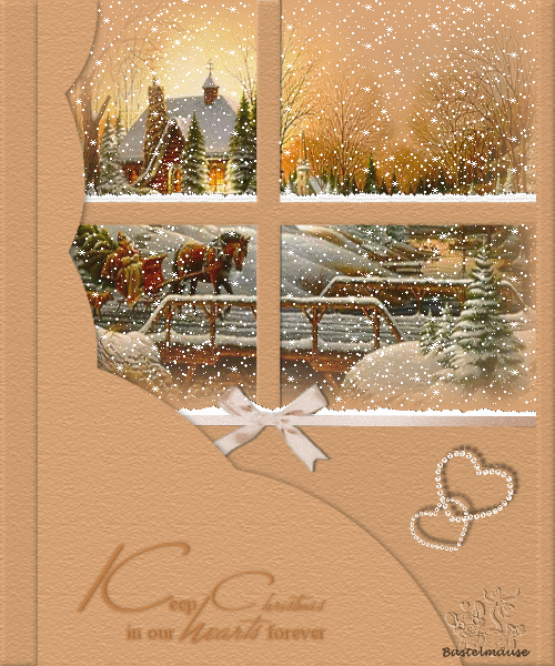 Снег идёт за окном~Анимационные блестящие открытки GIF