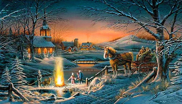 Зимние вечера~Анимационные блестящие открытки GIF