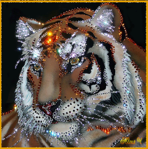 Оригинальное изображение тигра~Анимационные блестящие открытки GIF