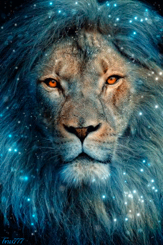 Фантастический лев~Анимационные блестящие открытки GIF