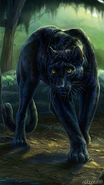 Чёрная пантера~Анимационные блестящие открытки GIF