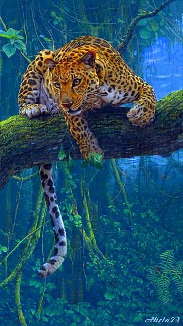 Леопард~Анимационные блестящие открытки GIF