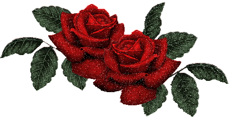 Две красные розы~Анимационные блестящие открытки GIF