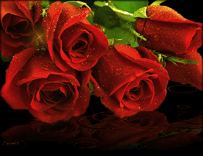 Мерцающие цветы - Розы~Анимационные блестящие открытки GIF