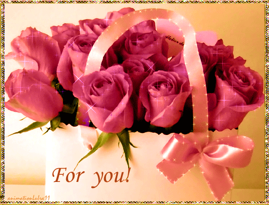 Красивый букет роз для тебя~Анимационные блестящие открытки GIF