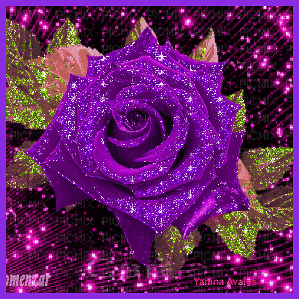 Мерцающая фиолетовая роза~Анимационные блестящие открытки GIF