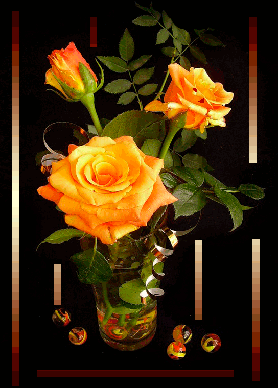 Чайные розы~Анимационные блестящие открытки GIF