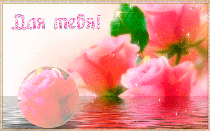 Розы на воде~Анимационные блестящие открытки GIF