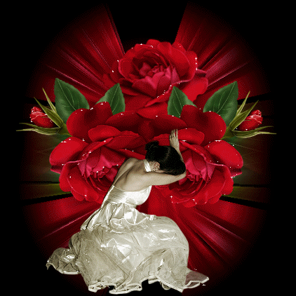 Красные розы~Анимационные блестящие открытки GIF