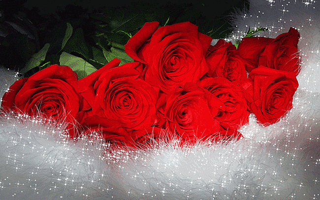 Мерцающие розы~Анимационные блестящие открытки GIF