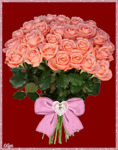 Розовые розы~Анимационные блестящие открытки GIF