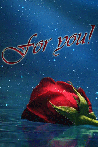 Роза в воде~Анимационные блестящие открытки GIF