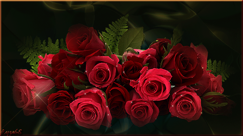 Очень красивые розы~Анимационные блестящие открытки GIF