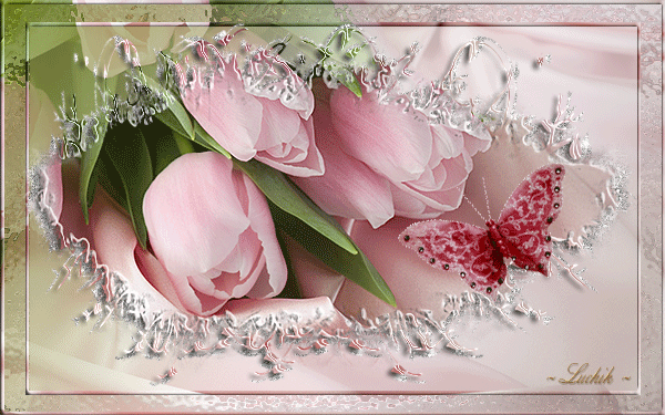 Цветы тюльпаны~Анимационные блестящие открытки GIF