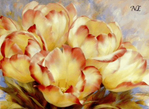 Волнующиеся тюльпаны~Анимационные блестящие открытки GIF