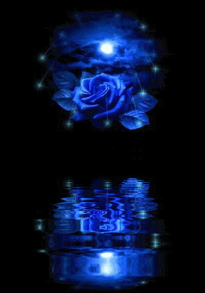 Синяя роза~Анимационные блестящие открытки GIF