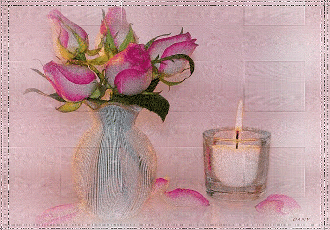 Розы и блеск свечи~Анимационные блестящие открытки GIF